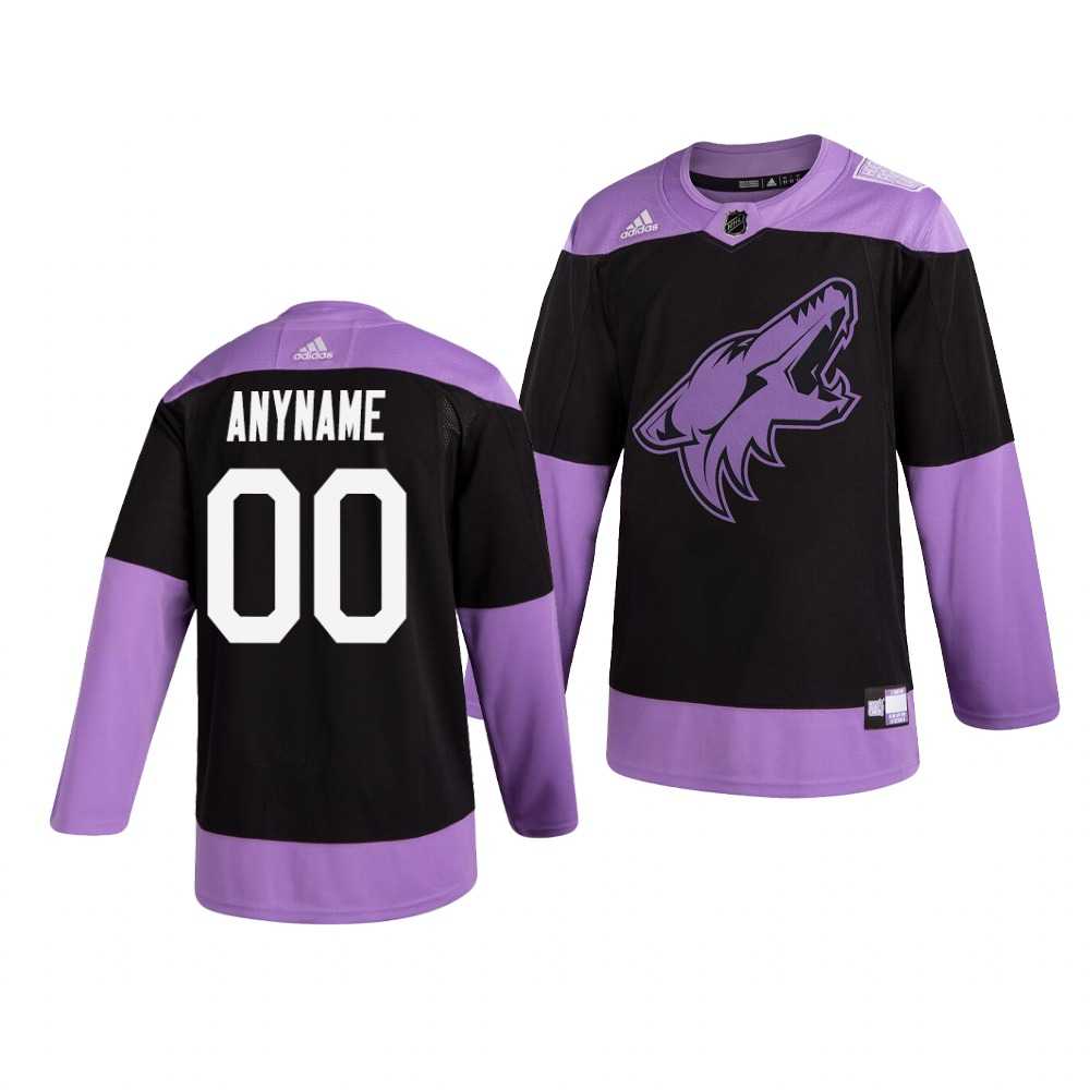 Coyotes Customized Black Purple Hockey Fights Cancer Adidas Jersey,We sell and wholesale Coyotes Customized Black Purple Hockey Fights Cancer Adidas Jersey on line form chian!